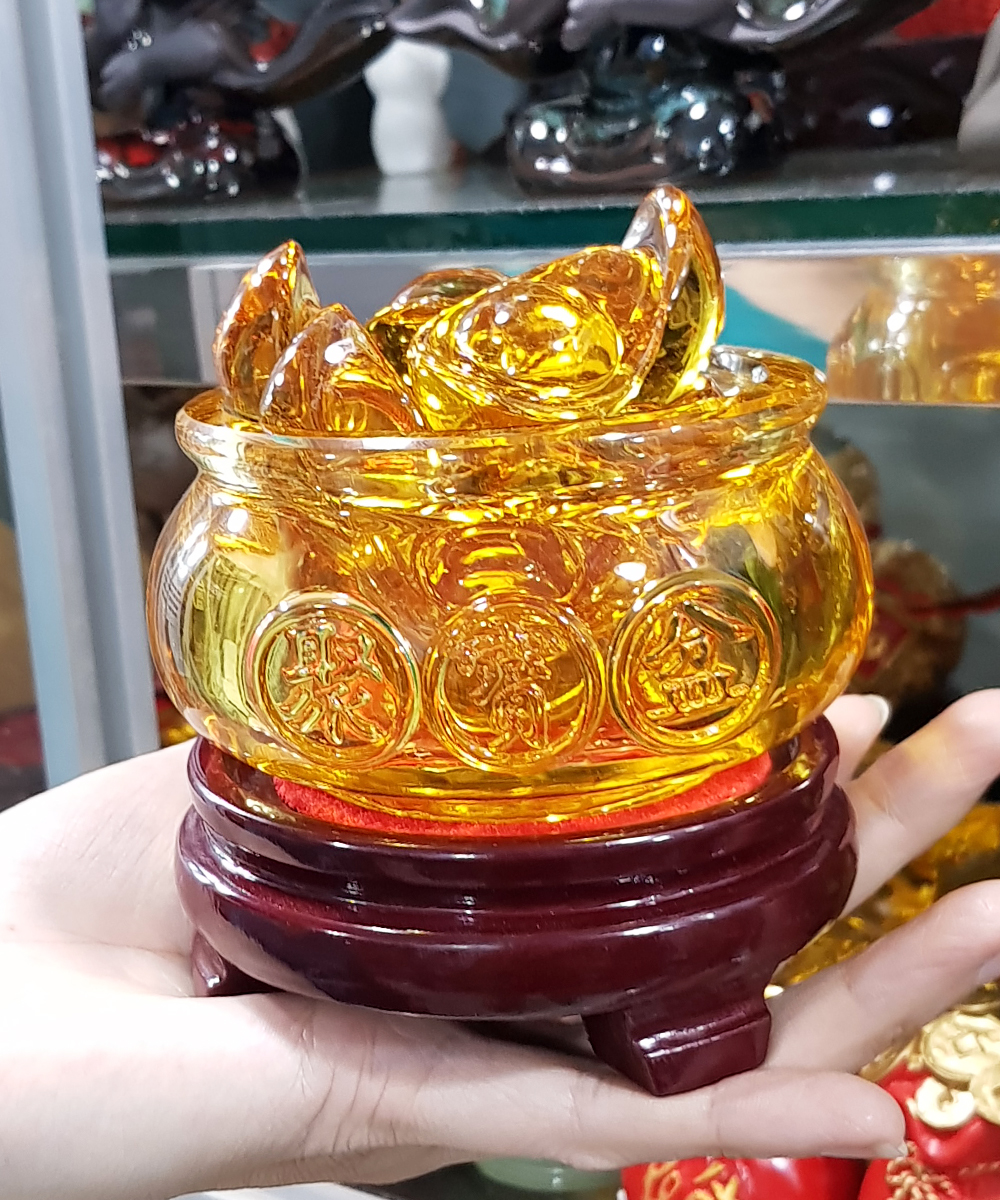 Combo Bát Tụ Bảo 10cm kèm 12 thỏi vàng 4cm Thần Tài may mắn