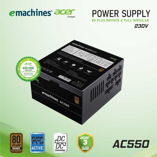 Nguồn Máy Tính Acer AC550 230V Bronze Full Modular – Hàng Chính Hãng