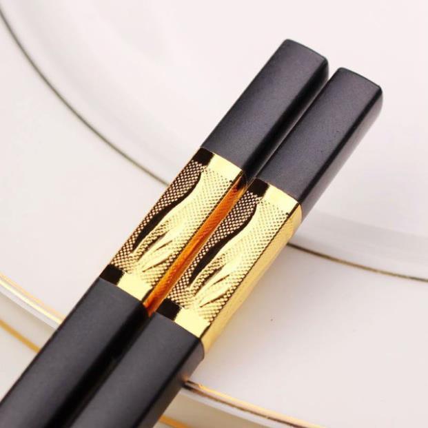 Bộ 10 đôi đũa hợp kim kiểu Hàn Quốc đầu bọc vàng cao cấp - không mốc