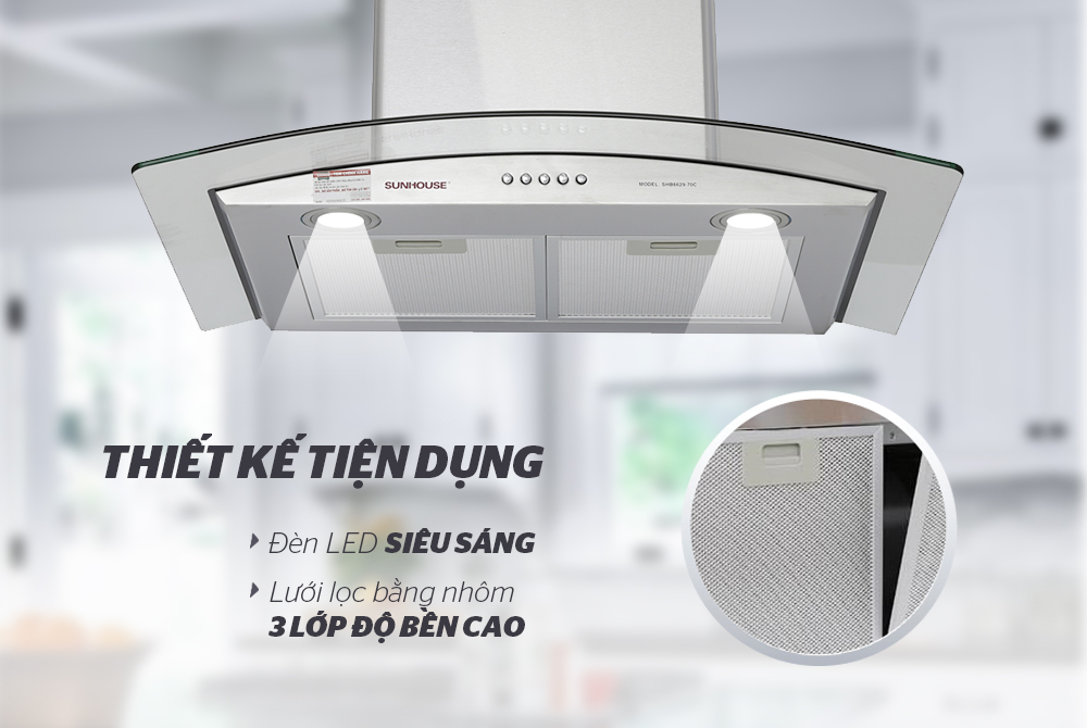 Máy hút mùi không hủy Sunhouse SHB6629-70C - Hàng Chính Hãng