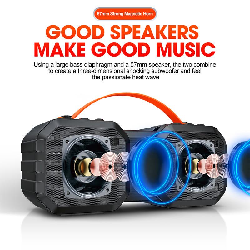 Vtin loa ngoài trời di động loa không dây bluetooth 5.0 loa nặng bass hifi loa lớn không thấm nước 10W loa siêu trầm: màu đen