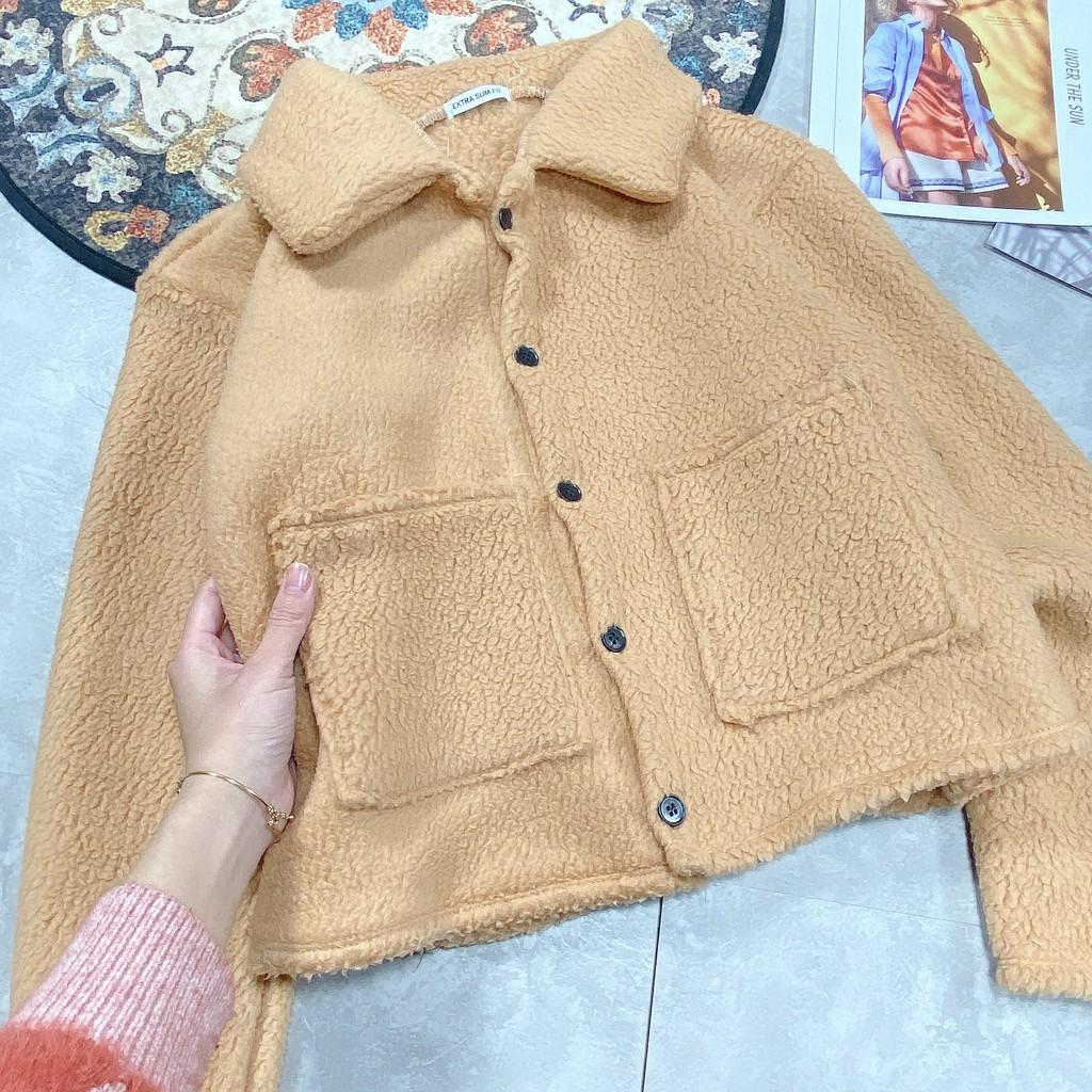 Áo khoác dạ 2 túi vải lông dày dặn mềm đẹp - Áo khoác lông nữ tôn dáng - CM Shop