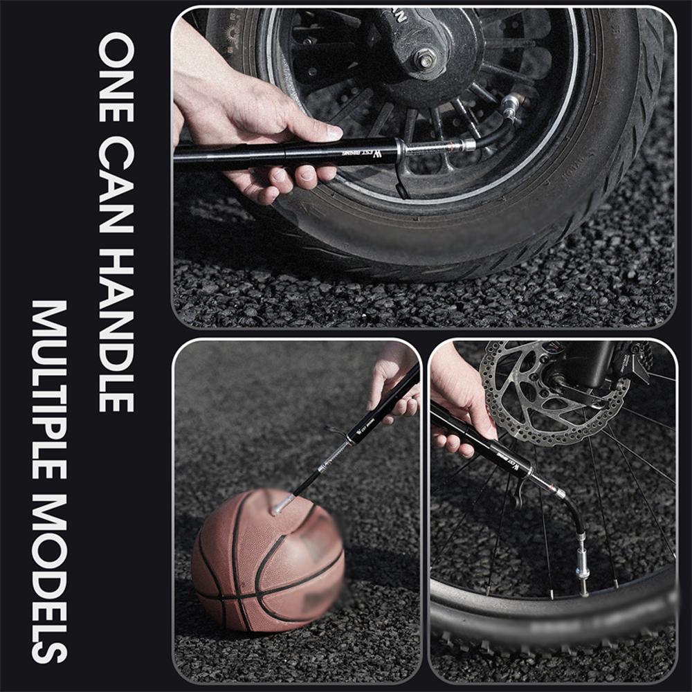 WEST BIKING Aluminum Alloy 130PSI Foot Bicycle Tire Pump Portable Mountain Bike Inflator Basketball Inflator Hand Pump