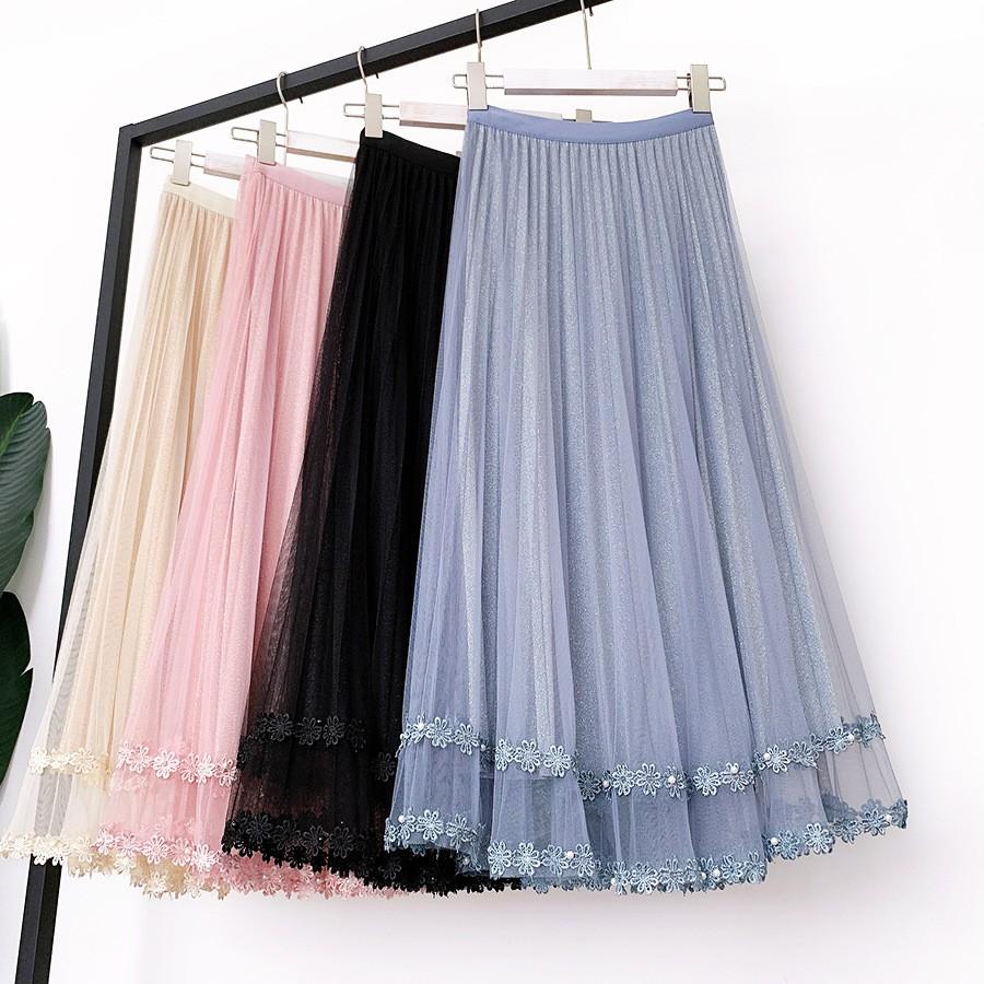 Chân váy tutu đính hoa lấp lánh VAY57