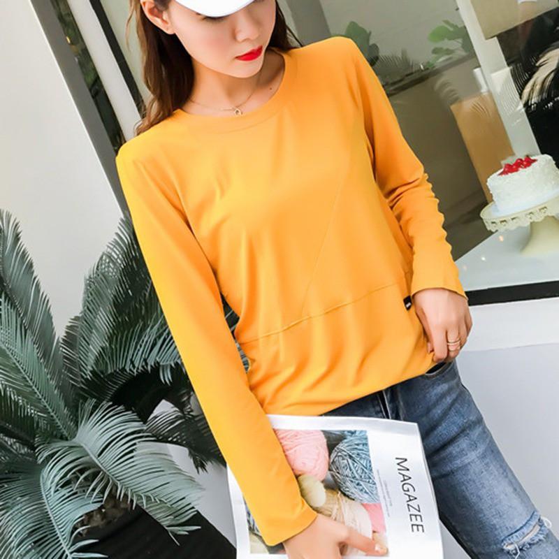 Áo thun nữ tay dài màu trơn
