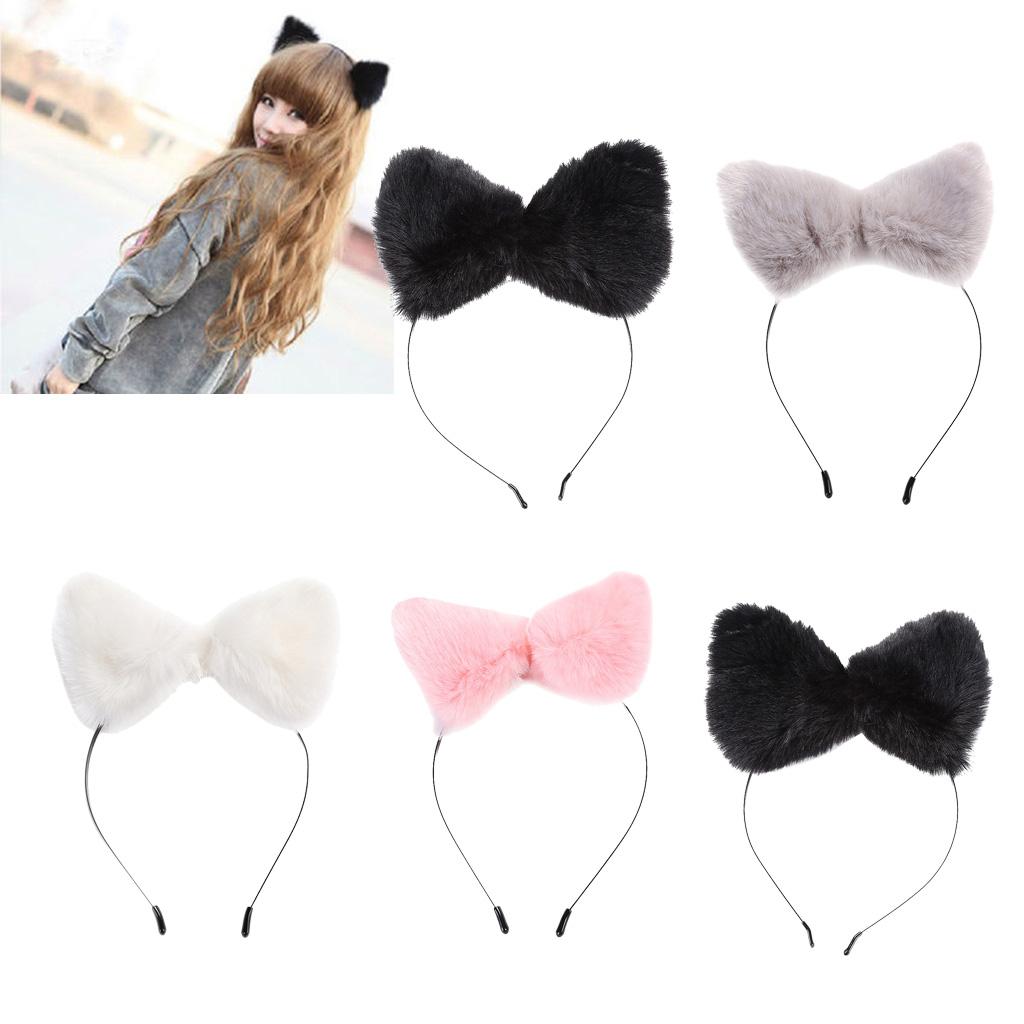 Cat Ears Hairband Hair Clip Accessories Plush Elastic Party Halloween Cosplay Costume