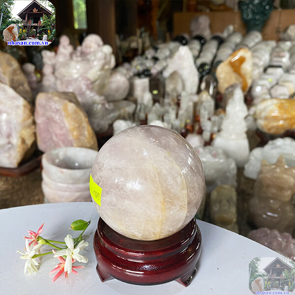 Quả cầu thạch anh hồng giúp tăng cường tinh thần và trí tuệ-7.6cm-680gr-QC1089