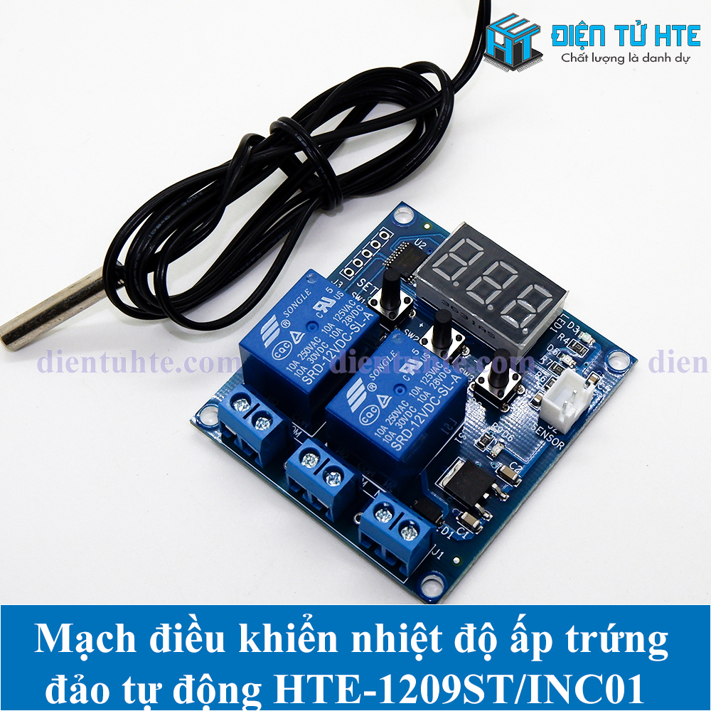 Mạch điều khiển nhiệt độ ấp trứng - đảo tự động - đếm ngày ấp HTE W1209ST INC01