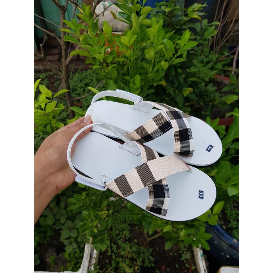 Sandal quai chéo nữ ( đế trắng quai hậu sọc vàng ) size từ 34 nữ đến 40 nữ size khác ib chọn thêm