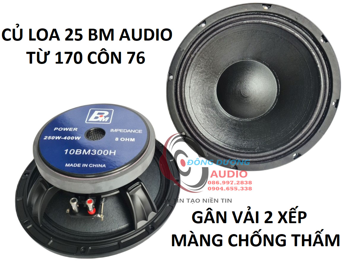 CỦ LOA 25 BM AUDIO CÔN 76 TỪ 170 HÀNG NHẬP KHẨU - GÂN VẢI 2 XẾP - LOA BASS 25