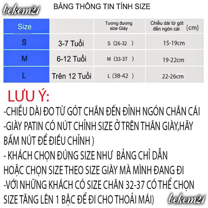 (5 MÀU) Giày Trượt Patin Phát Sáng Sport Trẻ Em - Batin Người Lớn QF Thế Hệ Mới (Tặng 2 Thanh Cờ Lê