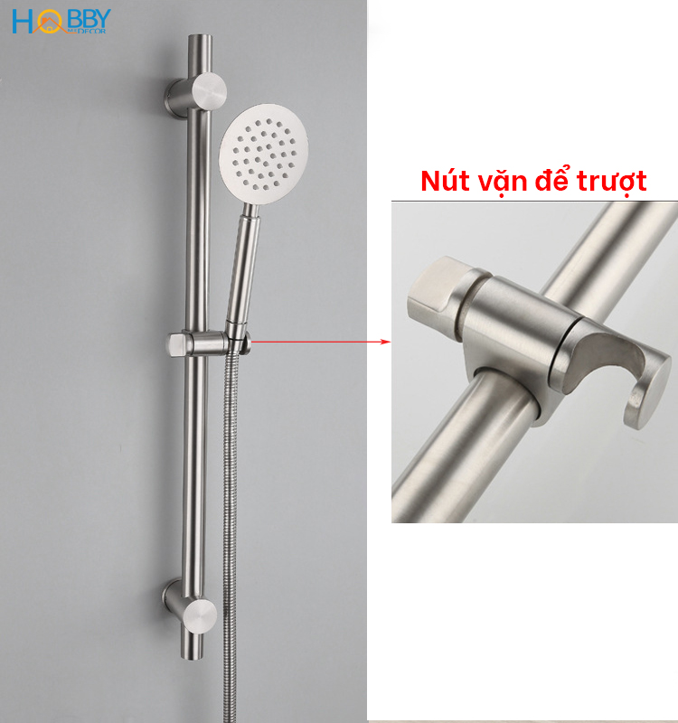 Thanh giá treo tay sen tắm điều chỉnh inox 304 Hobby Home Decor GVST