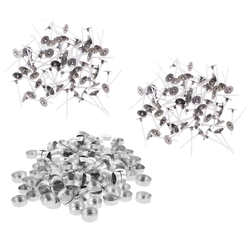400 Miếng Nhôm Ốp Lưng Đèn Trống Đựng Ly Ốp Lưng Đựng 38X14 Mm & 25 Mm cotton Nến Bấc Cho Nến Tealight Làm Đồ Th