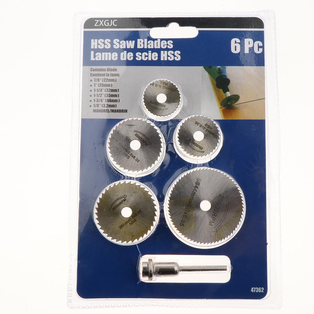 5 Pieces Wood HSS Cutting Discs Wheels 22mm-44mm 3.17mm Mandrel Rotary Tool