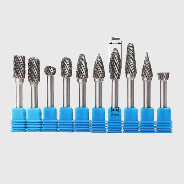 Bộ 10 Mũi Khắc, Mài Làm Lũa Vonfram Trục 6mm