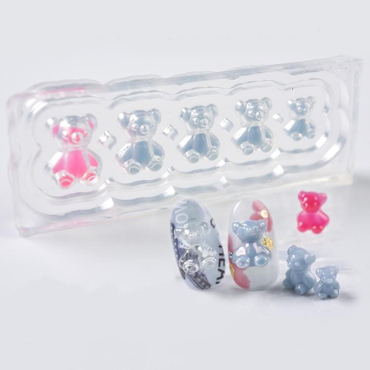 Khuôn silicon nail trang trí móng mẫu hình nơ và hình gấu