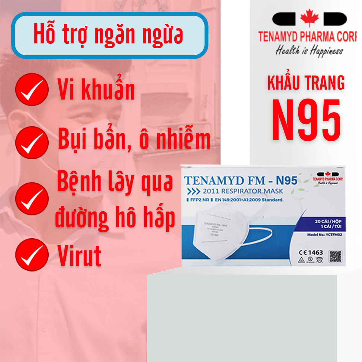 Khẩu Trang KF94 Người Lớn Tenamyd Chính Hãng