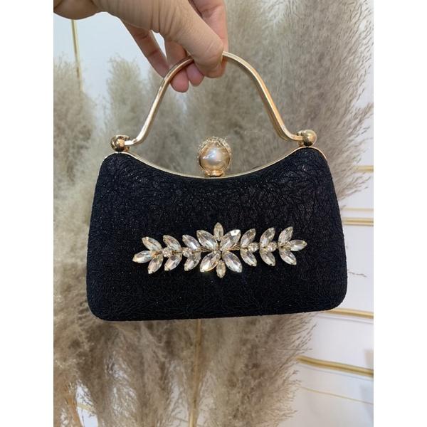 Túí- giỏ xách clutch đính đá dự tiệc vải ren hoa sang trọng, diện áo dài siêu xinh.