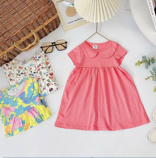 Đầm váy babydoll cho bé gái mặc nhà size 6-18kg chất cotton mềm mát