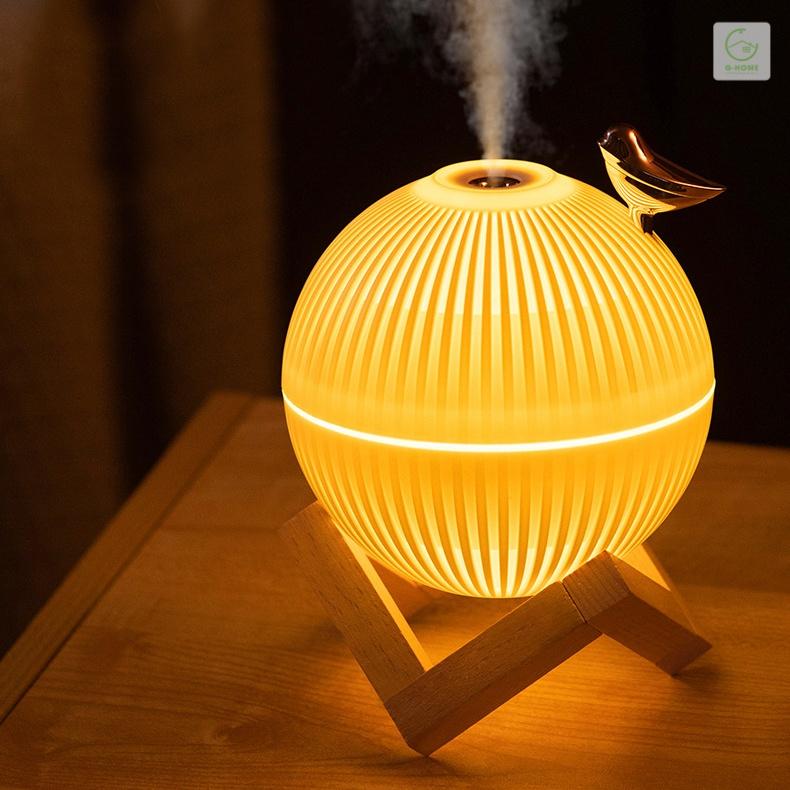 Máy xông tinh dầu cao cấp Ghome kiêm đèn ngủ, phun sương tạo ẩm phòng điều hòa 3 chế độ đèn 200ml DIENTU1