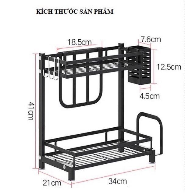 Kệ gia vị đa năng INOX phủ sơn tĩnh điện Đen, kệ bếp cao cấp (2 Tầng, 3 Tầng) Loại Dày