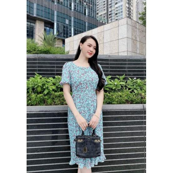 ĐẦM XÒE VOAN HOA CHÂN VÁY DẬP LY TAY PHỒNG