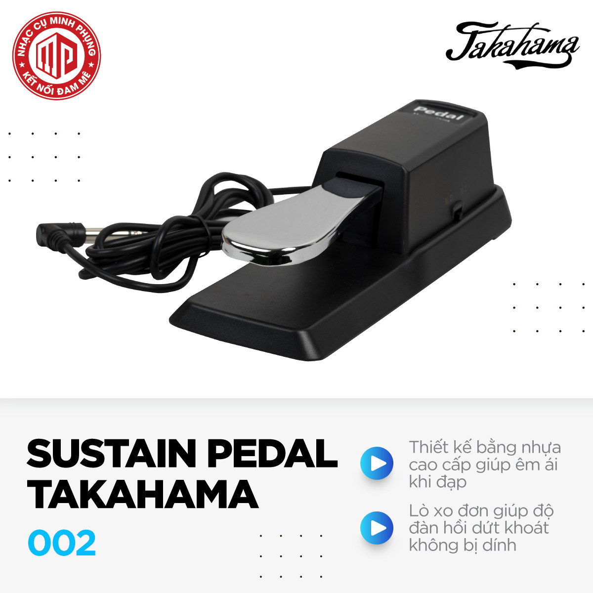 Bàn đạp tạo tiếng vang/ Universal pedal sustain - Kzm Kurtzman TKP-002(G) (TKP002) - Tương thích với Organ, Piano, Drum - Hàng chính hãng