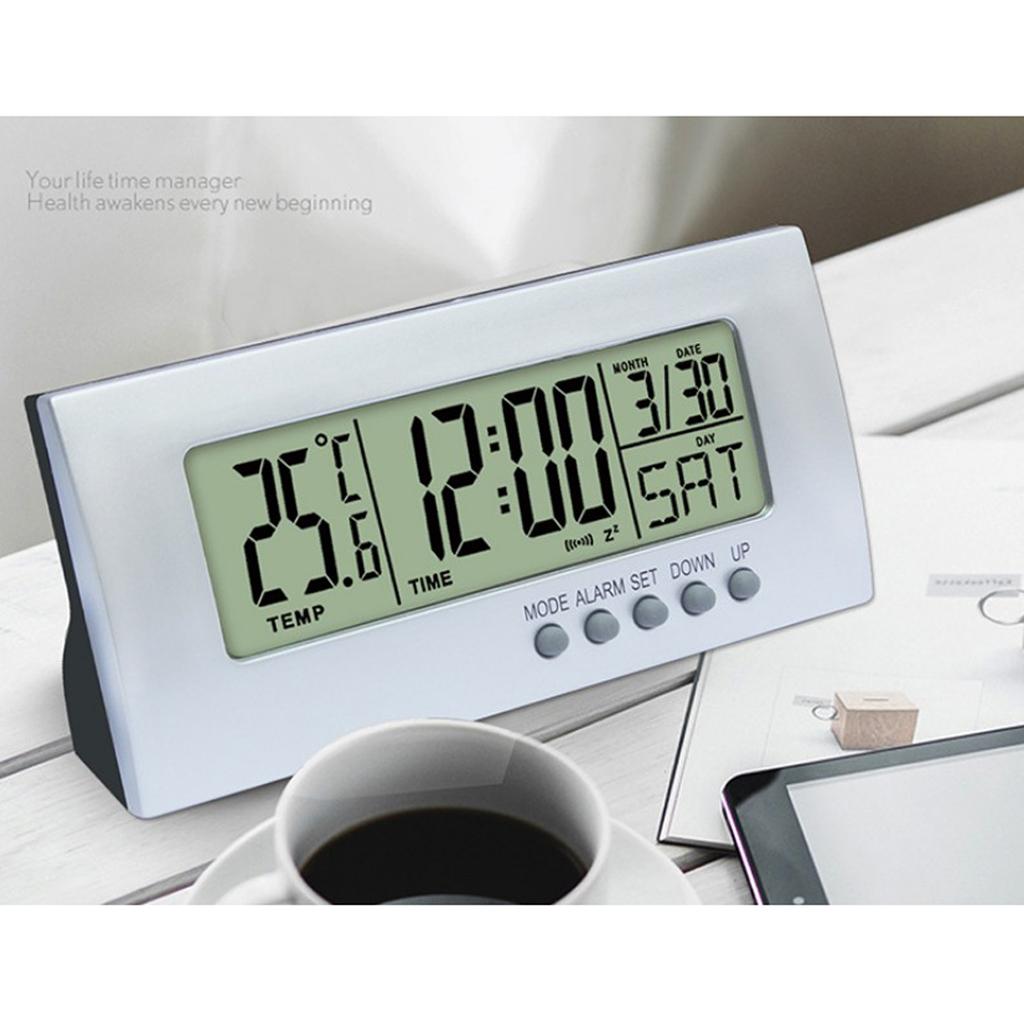 2xMultifunctional LED Digital Alarm Clock Thermometer Thermometer Temp