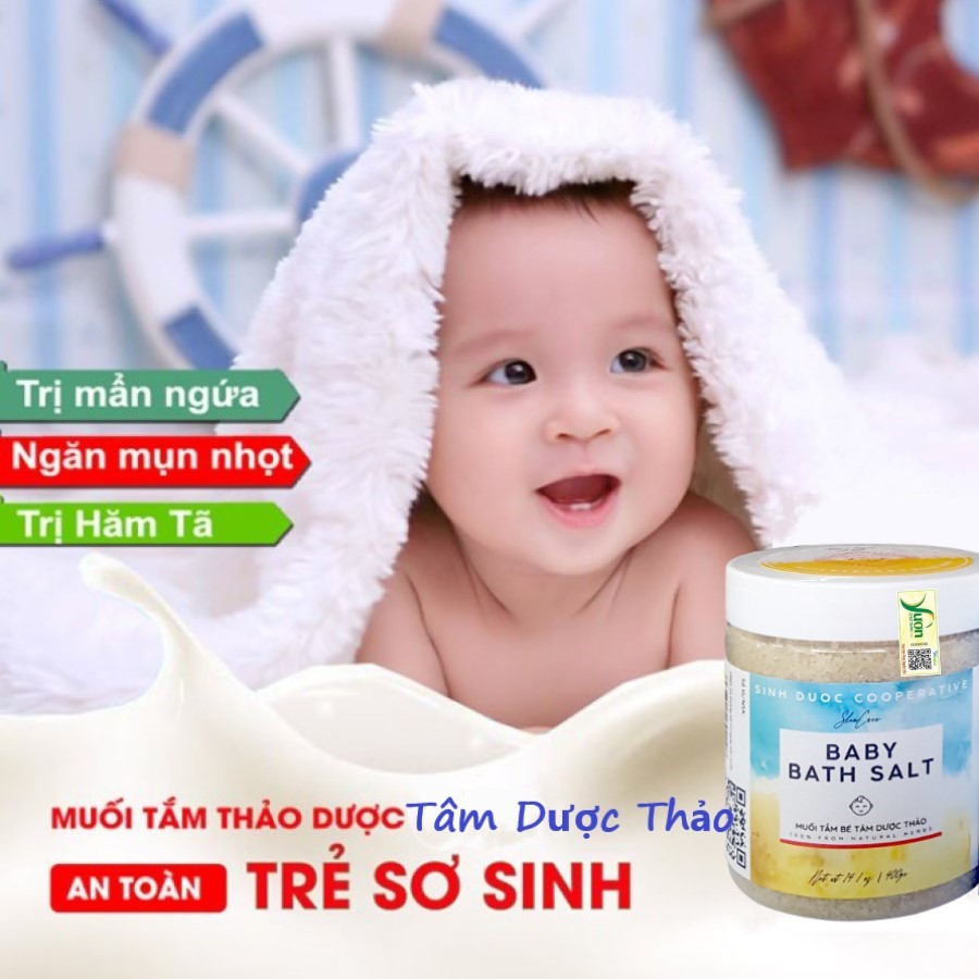 Combo 02 Hộp Muối tắm bé thảo dược Tâm Dược Thảo (400g/ Hộp) giúp bé hết rôm sẩy, hăm tã, mẩn ngứa