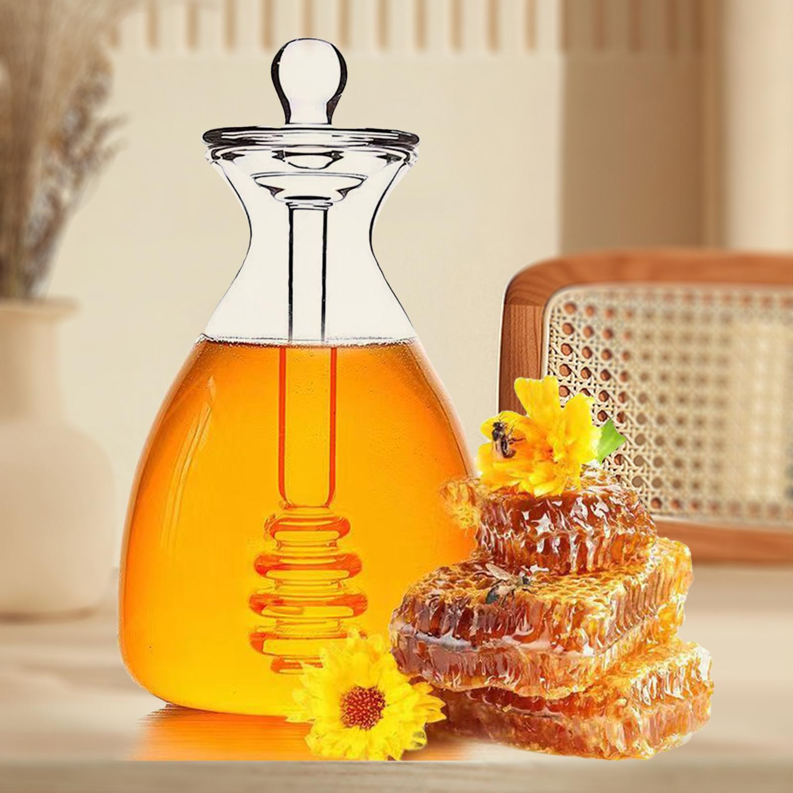 Glass Honey Pot Dispenser Clear Honey Bee Pot for Home Wedding Party Kitchen