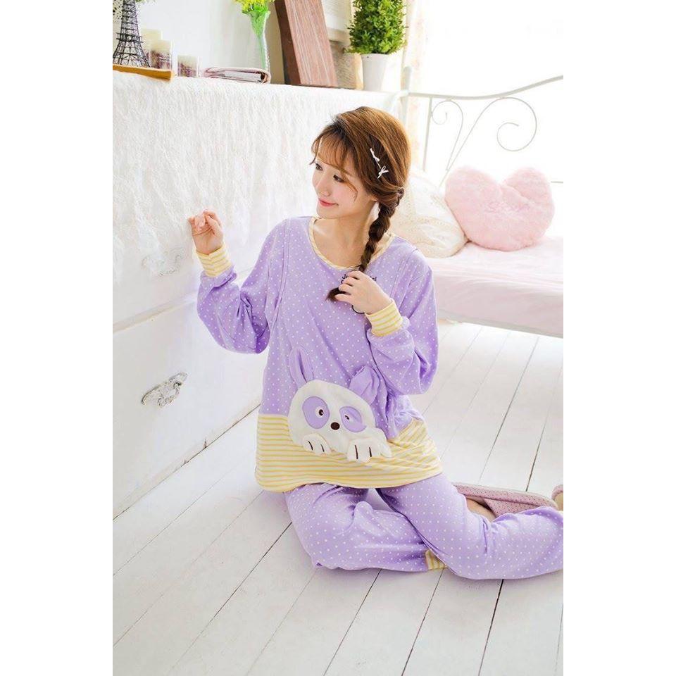Bộ bầu  dài tay mặc nhà cho con bú