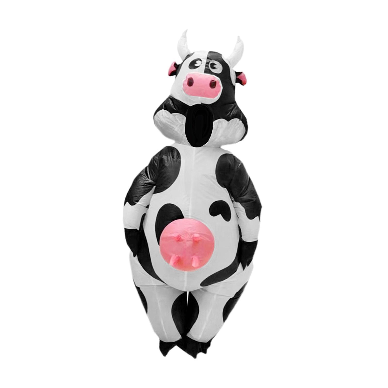 Inflatable Cow Costume Farm Animal Costume Role Play Clothing Blow Costume Fancy Dress for Party Holiday Halloween Carnival Cosplay Props