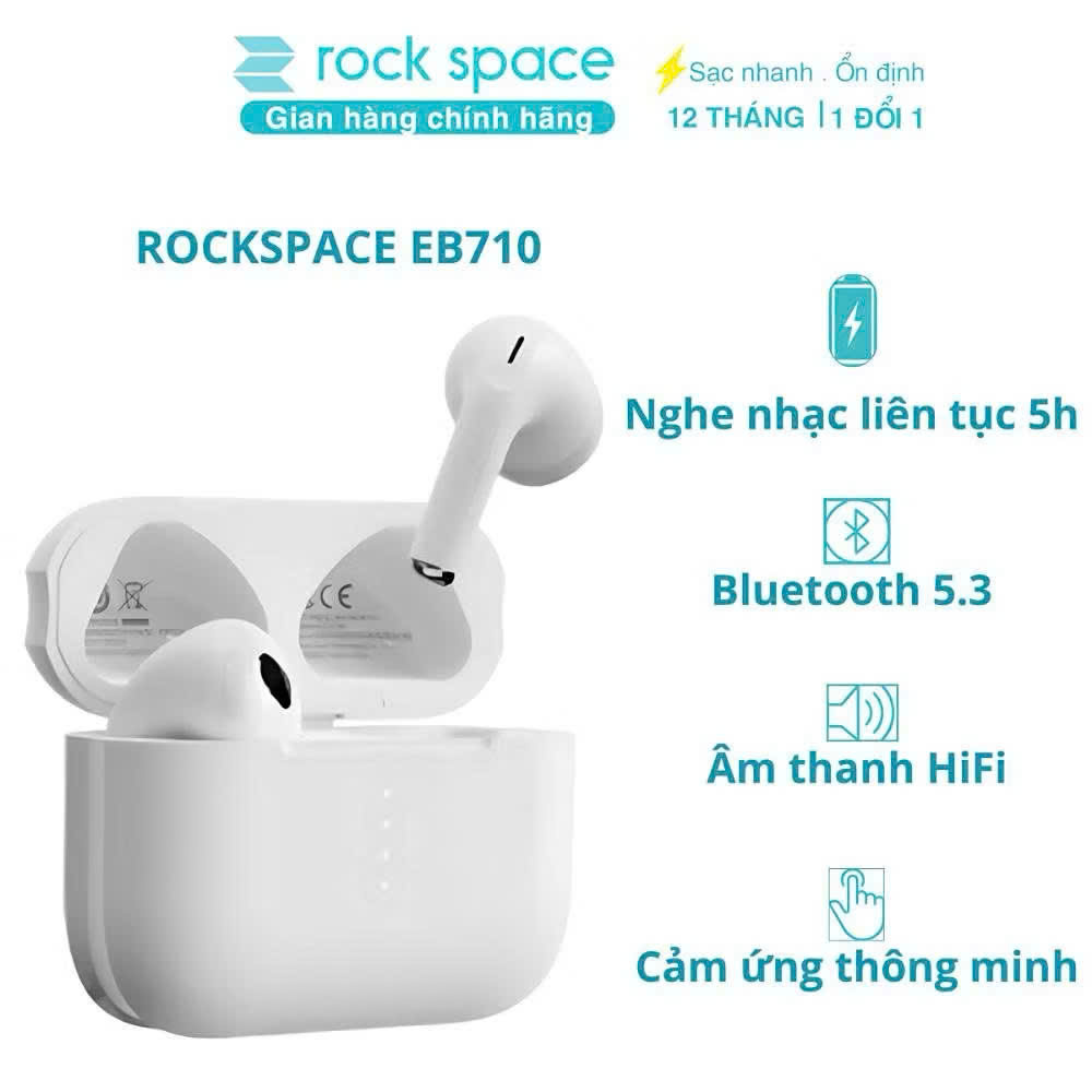 Tai nghe bluetooth nhét tai TWS ROCK EB710 - Hàng chính hãng Bảo hành 12 tháng lỗi 1 đổi 1
