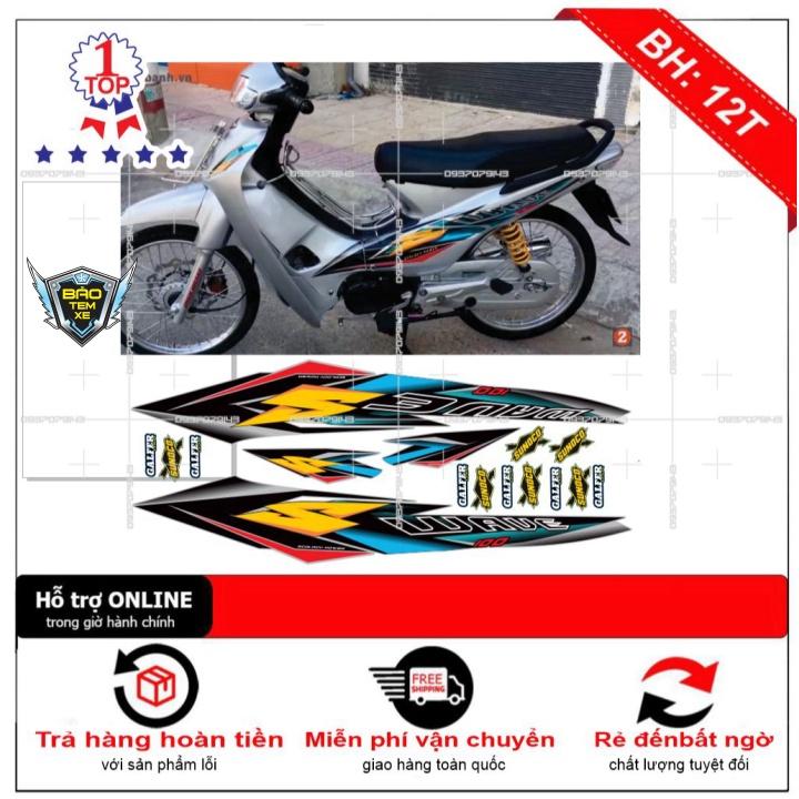 Tem rời dán xe wave S nhỏ đời đầu dán xe bạc - Bi Decal