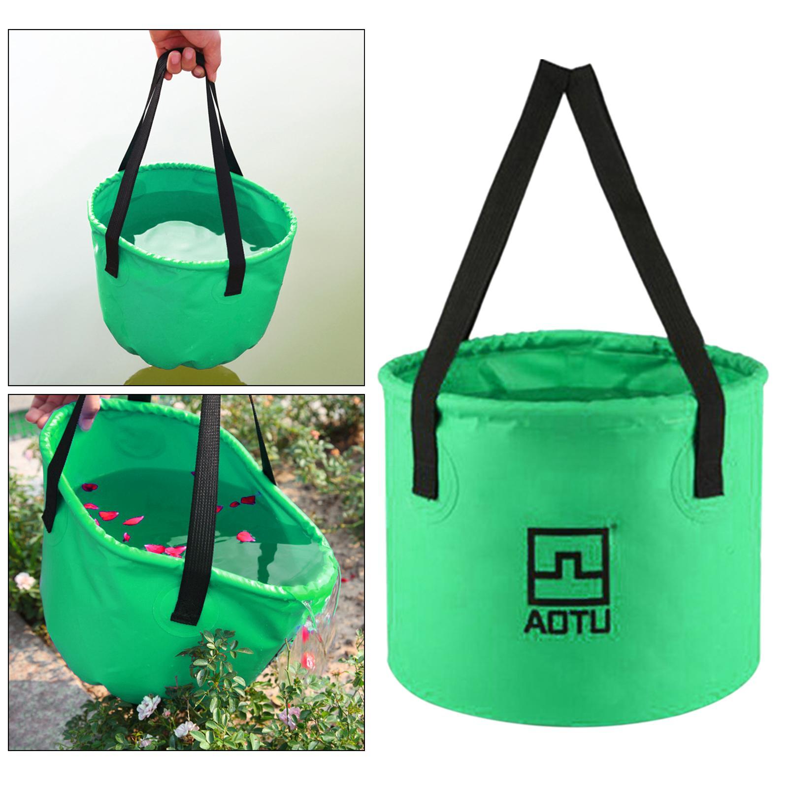 Portable Collapsible Bucket Folding Multifunctional Wash Basin for Camping Green