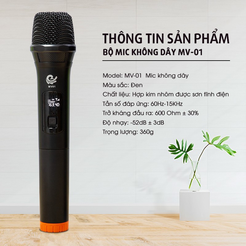 Micro Đôi Karaoke - Micro Không Dây MV 01 - Hàng chính hãng