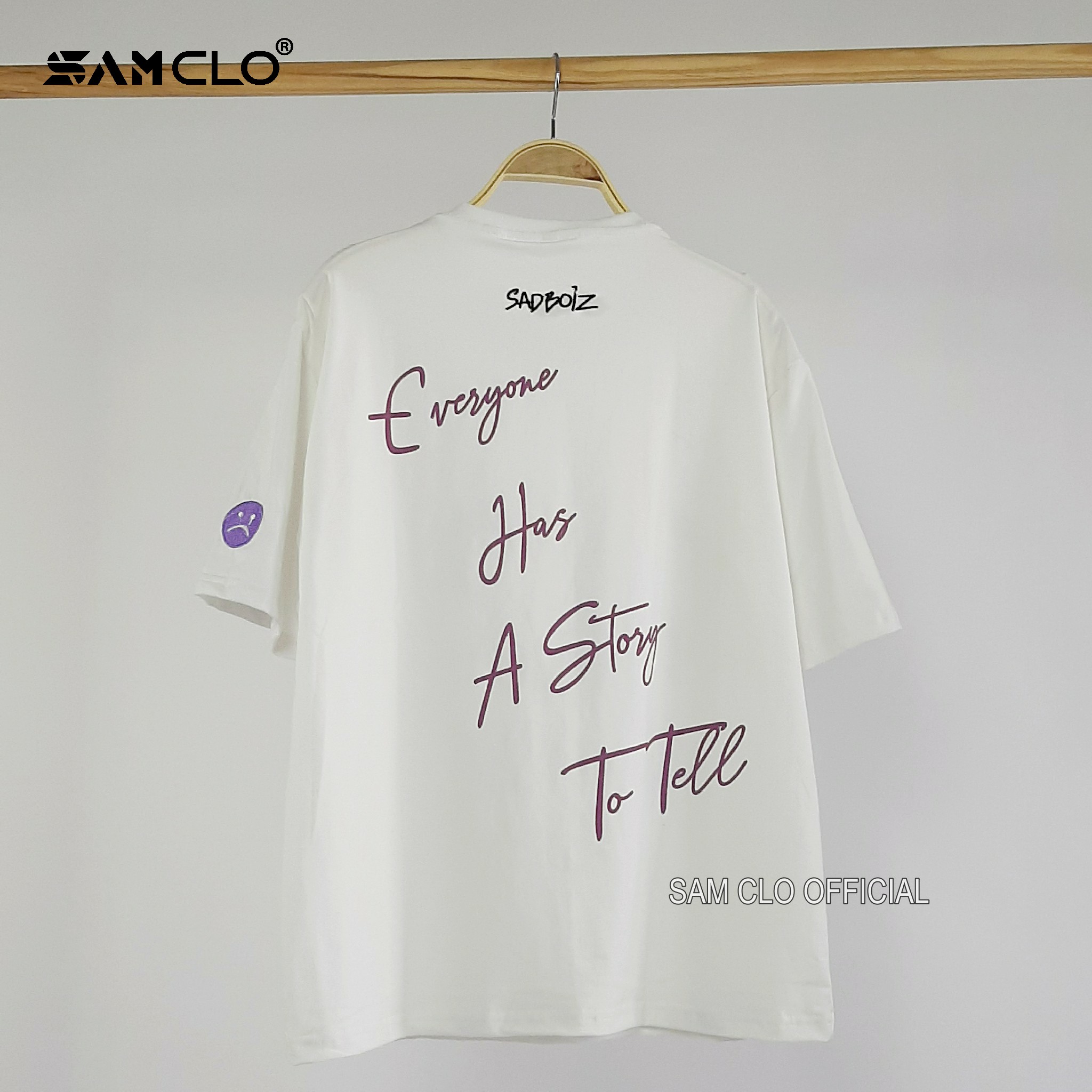 Áo thun nam nữ tay lỡ SAM CLO form rộng Unisex, mặc cặp, nhóm sadboiz SAD STORY - 80% COTTON