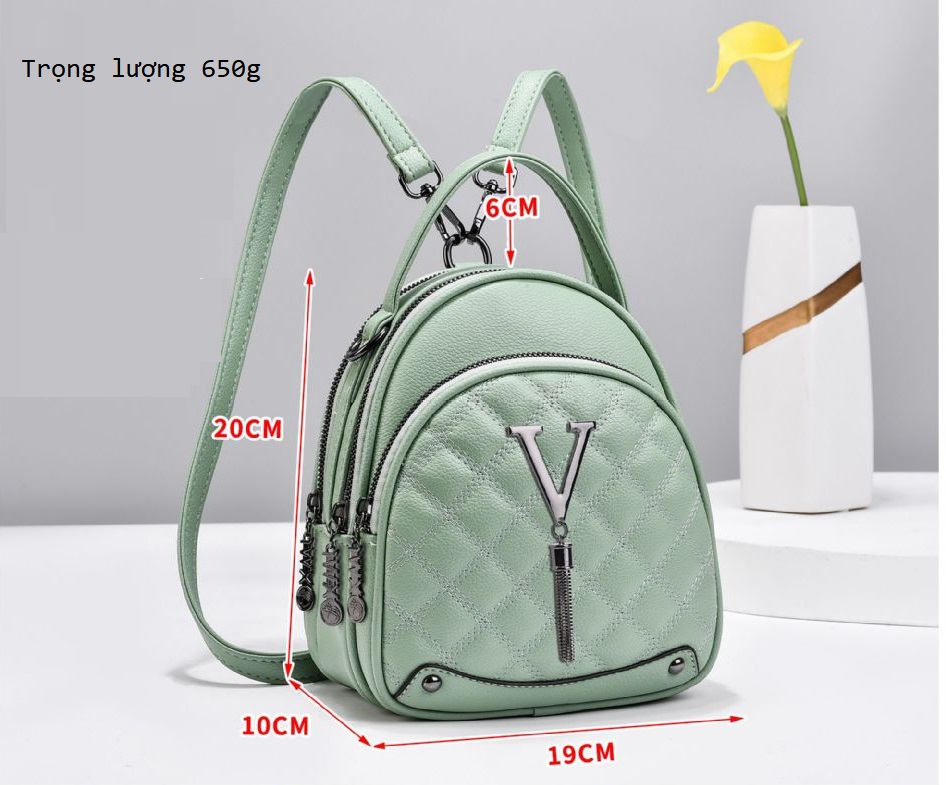 Balo nữ mini thời trang da mềm 3in1 nhiều ngăn tiện dụng, đeo 2 kiểu balo và túi, phù hợp đi làm, đi chơi