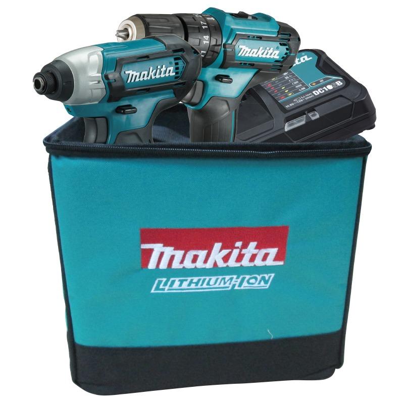 BỘ SẢN PHẨM MÁY KHOAN BÚA, MÁY VẶN VÍT PIN 12V MAKITA CLX228S - HÀNG CHÍNH HÃNG