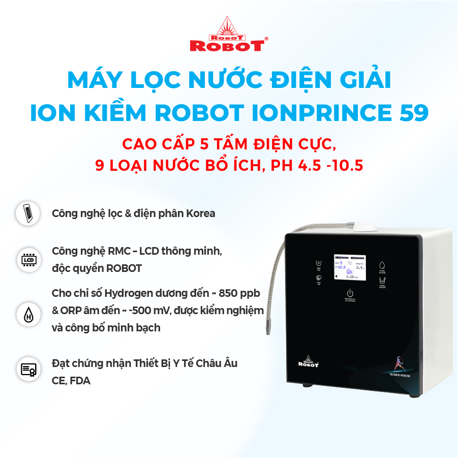 Máy Lọc Nước Điện Giải Ion Kiềm ROBOT IonPrince 59 - Hàng Chính Hãng