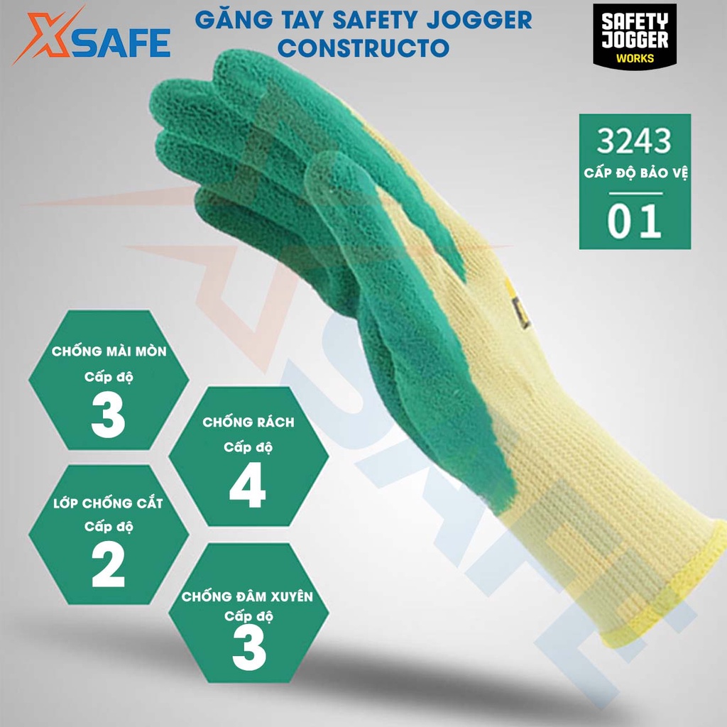 Găng tay bảo hộ Jogger Constructo - Bao tay lao động dày dặn, độ bám tốt, tiêu chuẩn EN 388:2003 - XSAFE