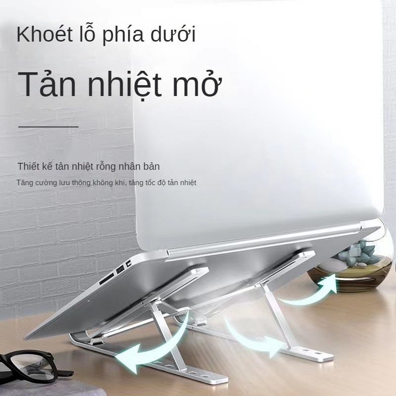 Giá Đỡ Laptop Hợp Kim Nhôm Cao Cấp Có Thể Gấp Gọn - Đế Tản Nhiệt Laptop - Macbook, Máy Tính Xách Tay - 07 Vị Trí Điều Chỉnh Góc Độ - Hàng Chính Hãng