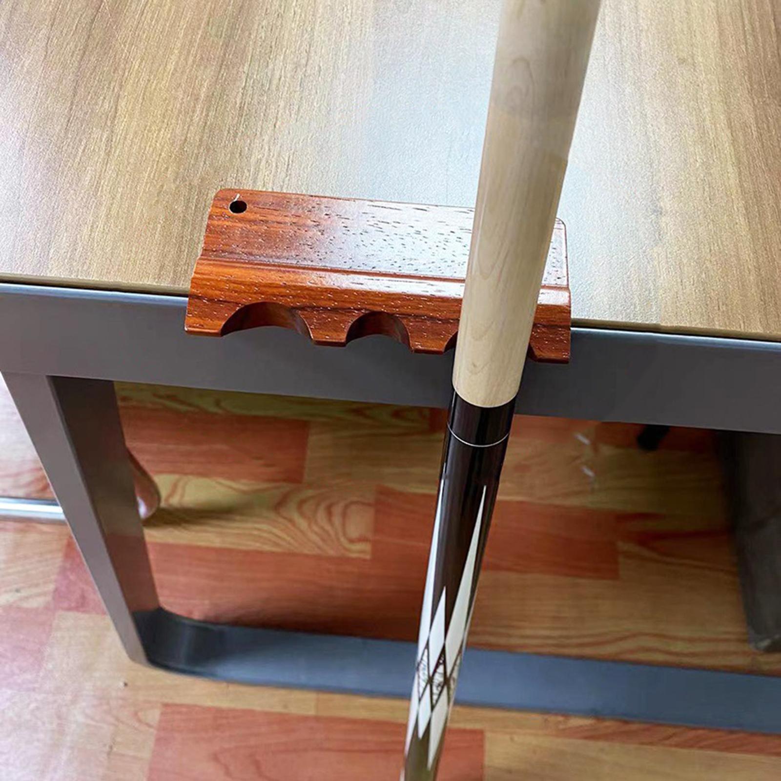 Pool Cue Holder for Table, Pool Table Cues Sticks Holder, Portable Nonslip Weighted Wooden 3 Cue Durable Snooker Rod Rack Table Clip