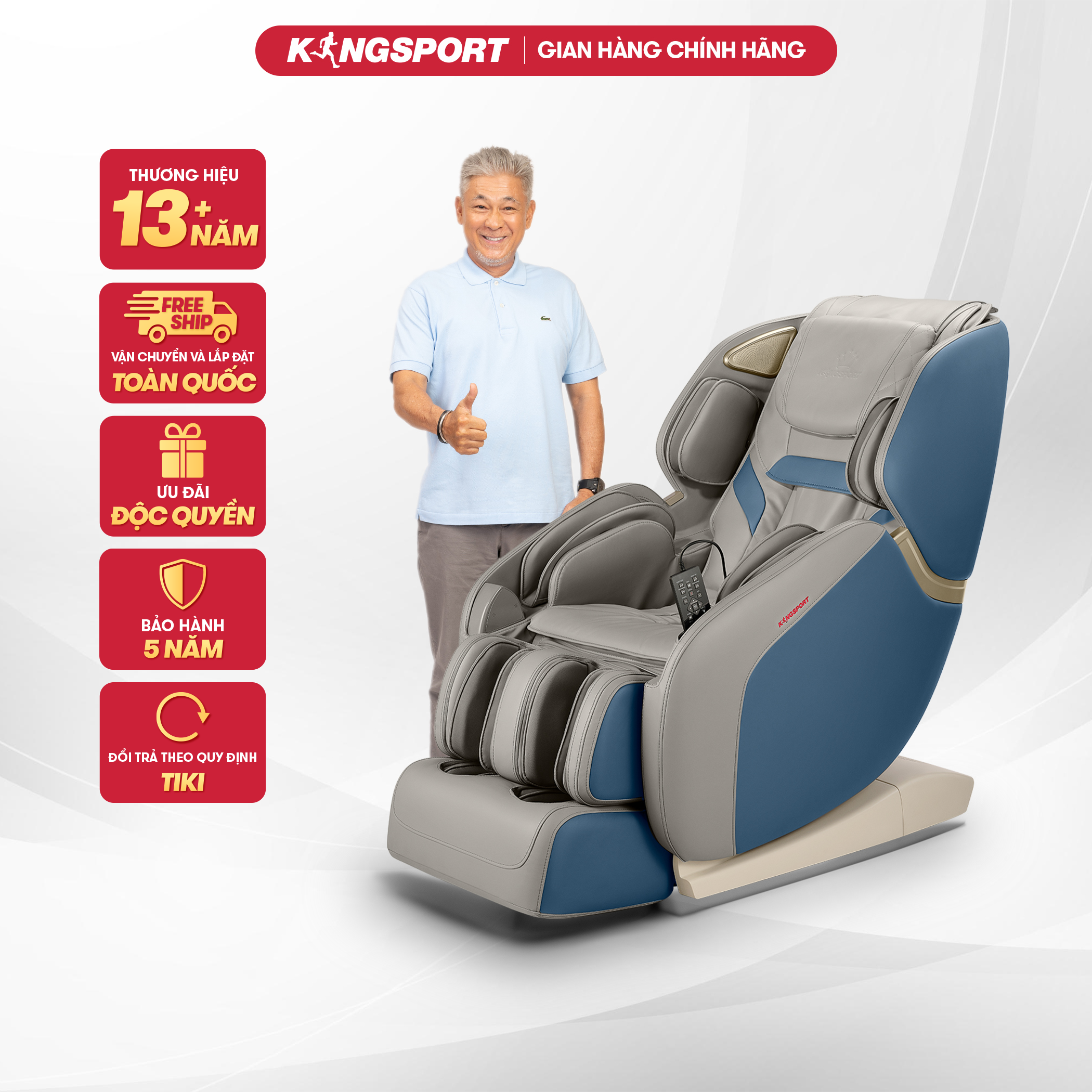 Ghế massage toàn thân cao cấp KINGSPORT G70  hệ thống con lăn 3D hiện đại, điều khiển bằng giọng nói