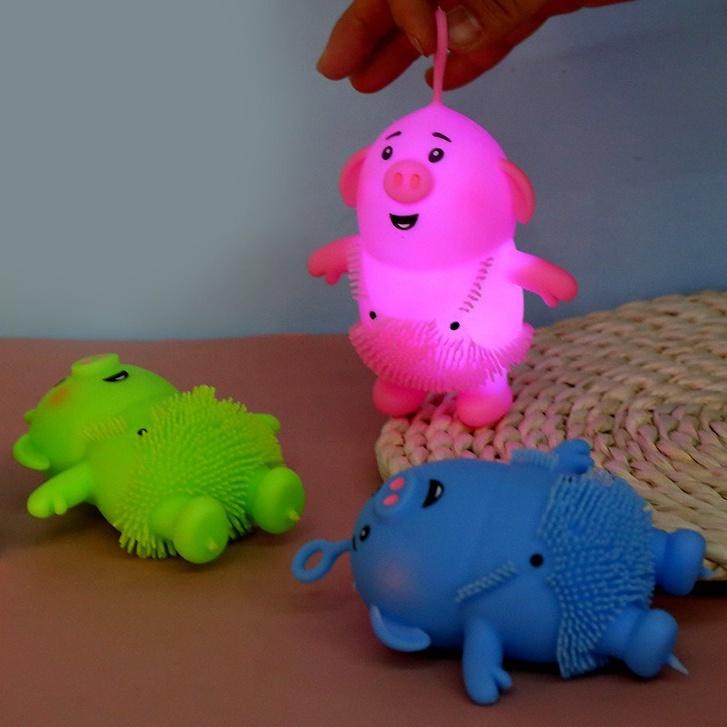 Squishy Mochi hình HEO HỒNG LỢN tua rua phát sáng mềm mịn dễ thương chân thực giảm stress co dãn đàn hồi ngộ nghĩnh bóp