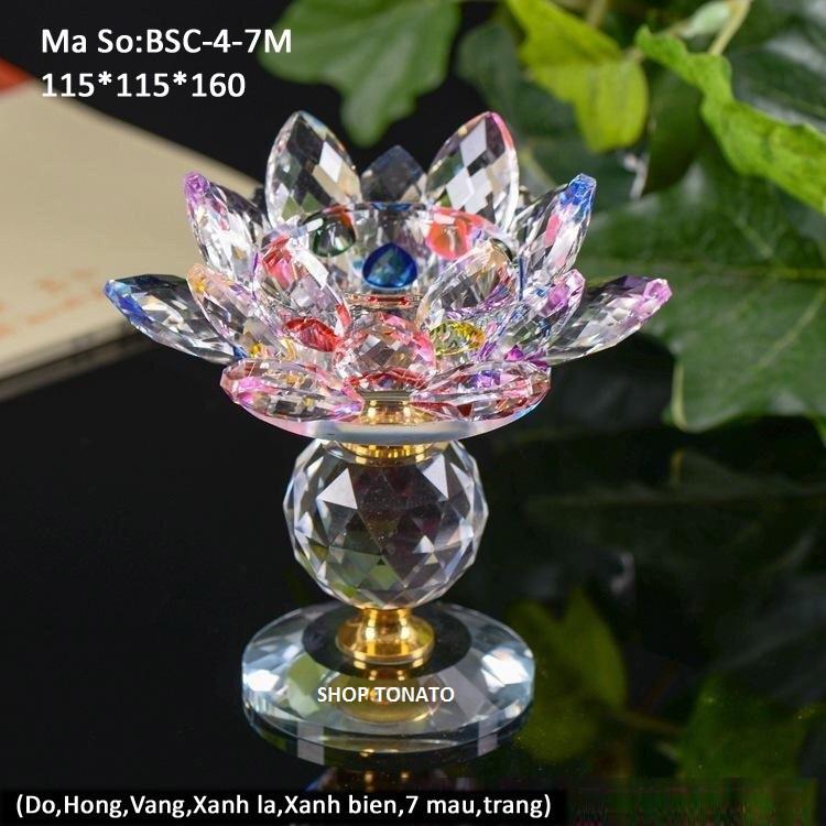 CHUNG ĐÈN CẦY BÔNG SEN PHA LÊ THỦY TINH SỐ 4 NT