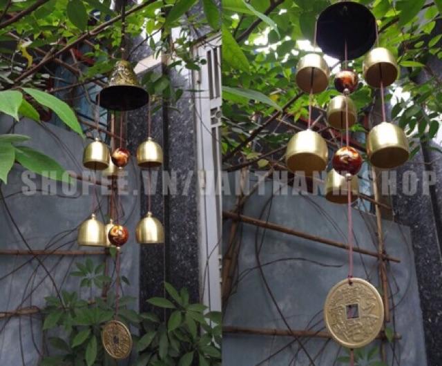 Chuông gió 6 quả Long Phụng lục hợp treo đồng xu may mắn