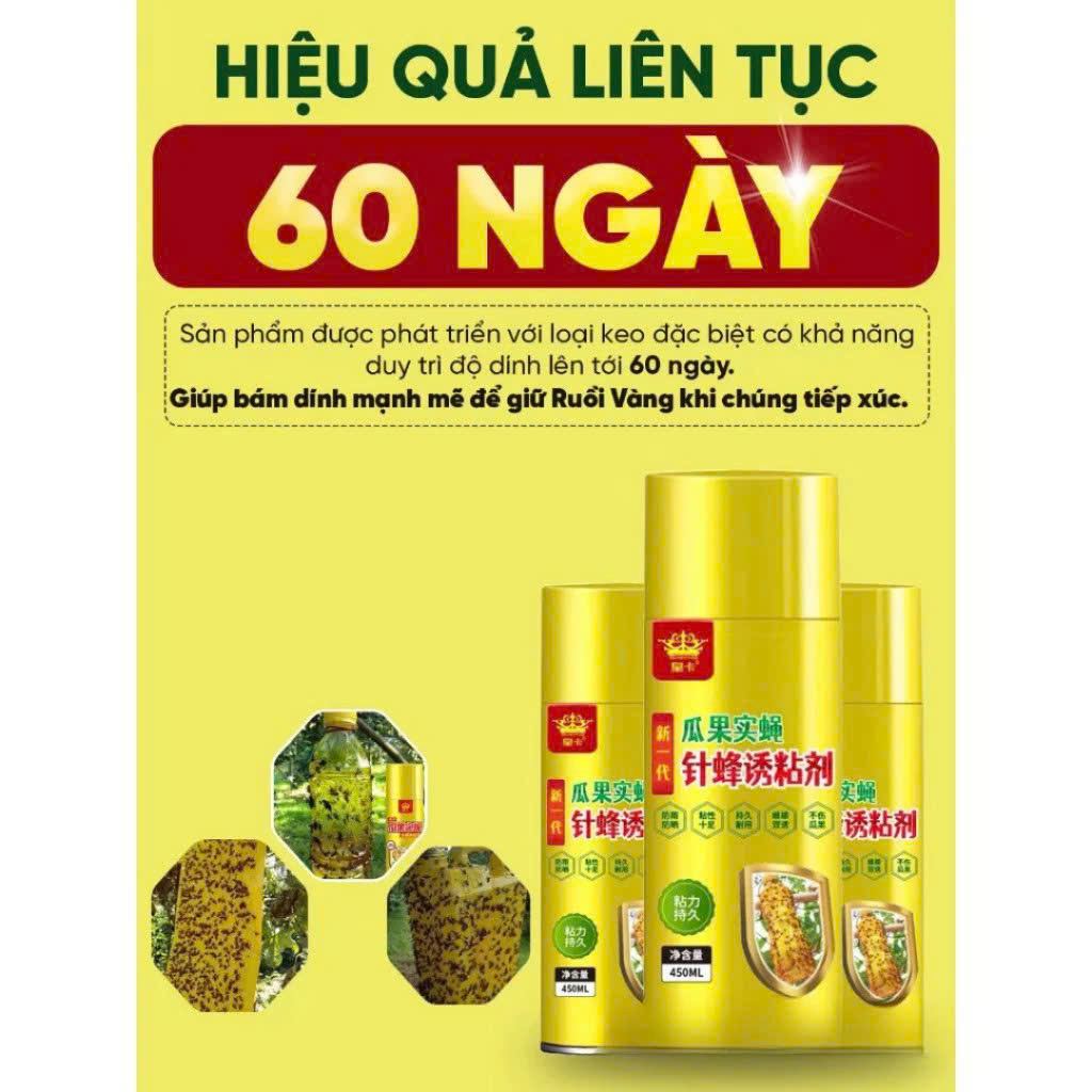 Chai Keo Xịt Bẫy Ruồi Vàng Đài Loan260ml – Bắt Ruồi Đực, Cái Hiệu Quả, Bám Dính Chắc, Tác Dụng Lâu Tới 60 Ngày - HÀNG CHÍNH HÃNG MINIIN