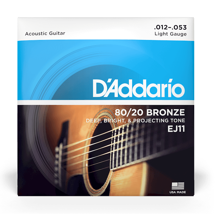 Bộ dây đàn Guitar Acoustic - D'Addario EJ11 - 80/20 Bronze, Light Gauge .012-.053 (12-53) - Hàng chính hãng