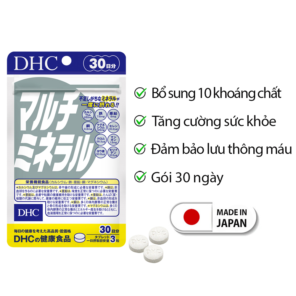 Viên uống Khoáng tổng hợp DHC Nhật Bản DHC Multi Minerals tăng cường sức khỏe 30 ngày JN-DHC-MIN30